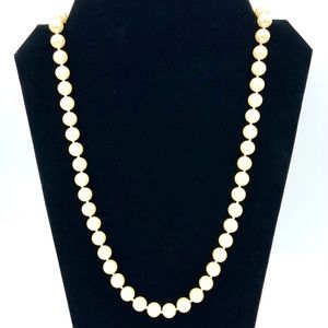 Monet Cream Faux Pearl Necklace Box Clasp Vintage 9mm 55 Pearls 24” Red Box